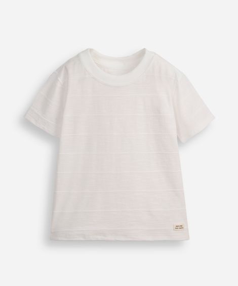 camiseta de algodão infantil básica texturizada off white