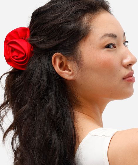 presilha de cabelo floral vermelha