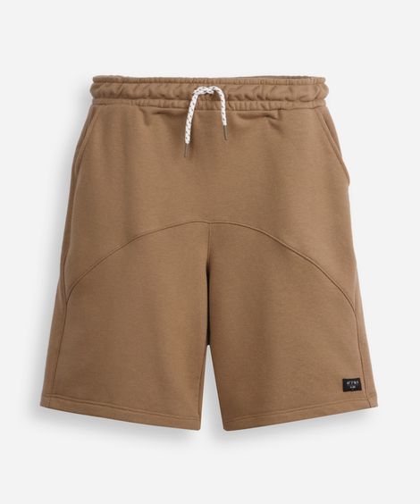 short de moletom juvenil com recorte marrom