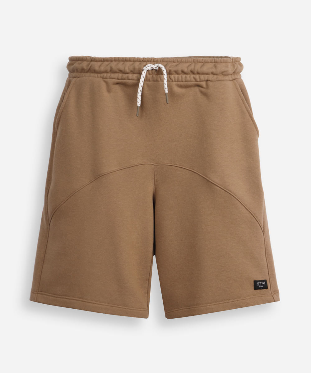 short de moletom juvenil com recorte marrom