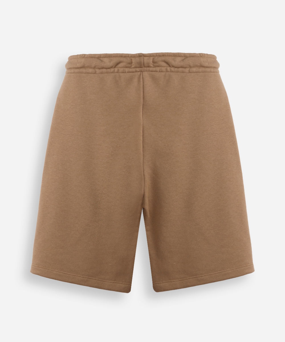 short de moletom juvenil com recorte marrom