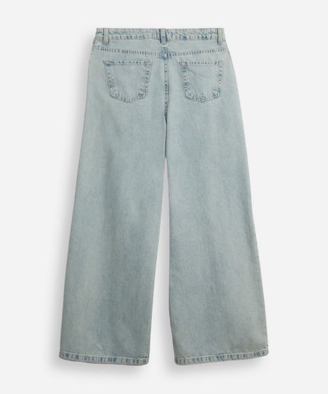 calça wide leg juvenil jeans azul