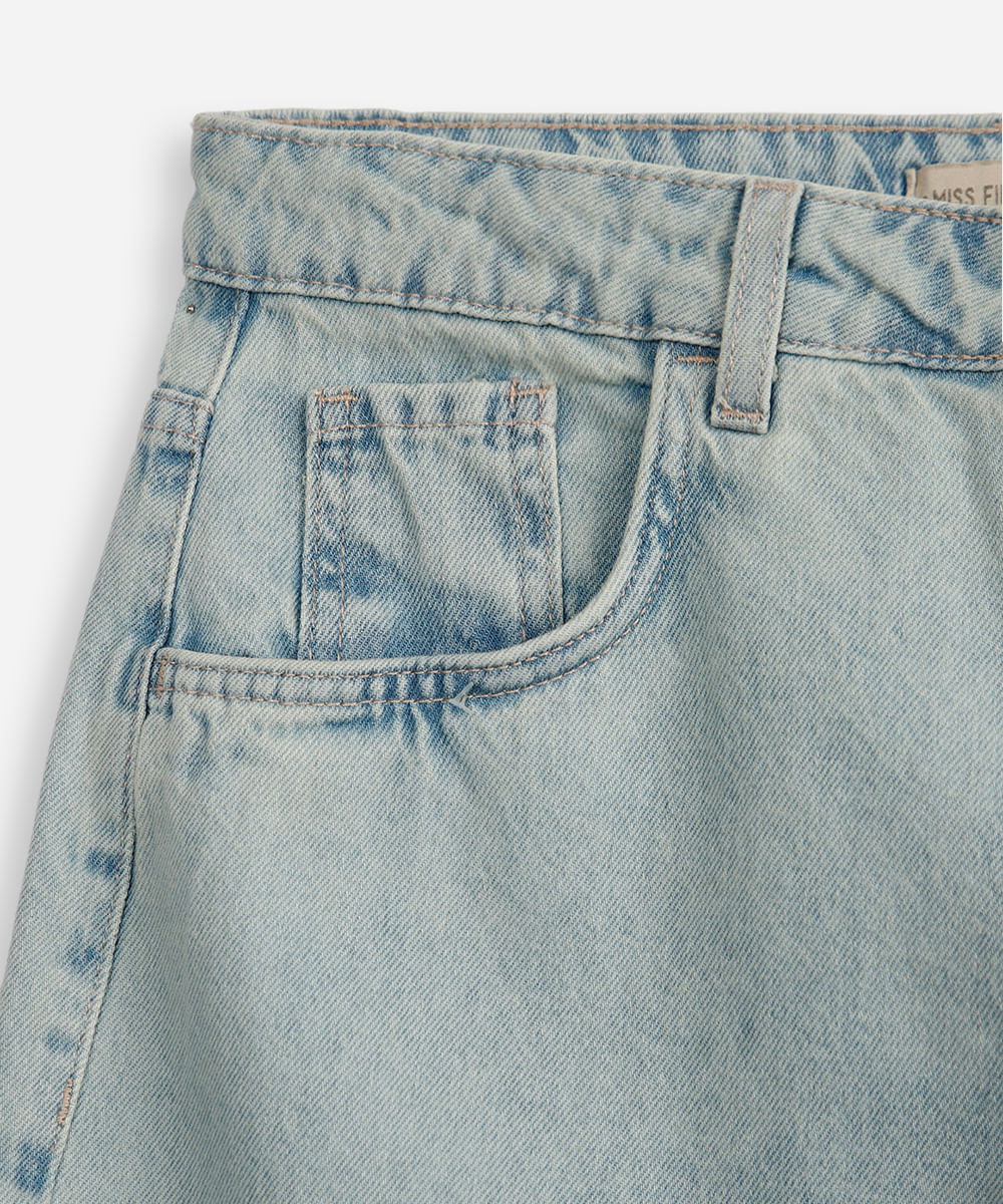 calça wide leg juvenil jeans azul