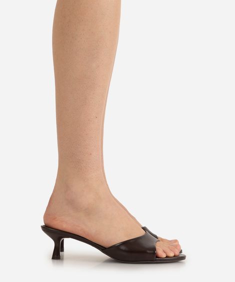 tamanco feminino salto fino mindset marrom