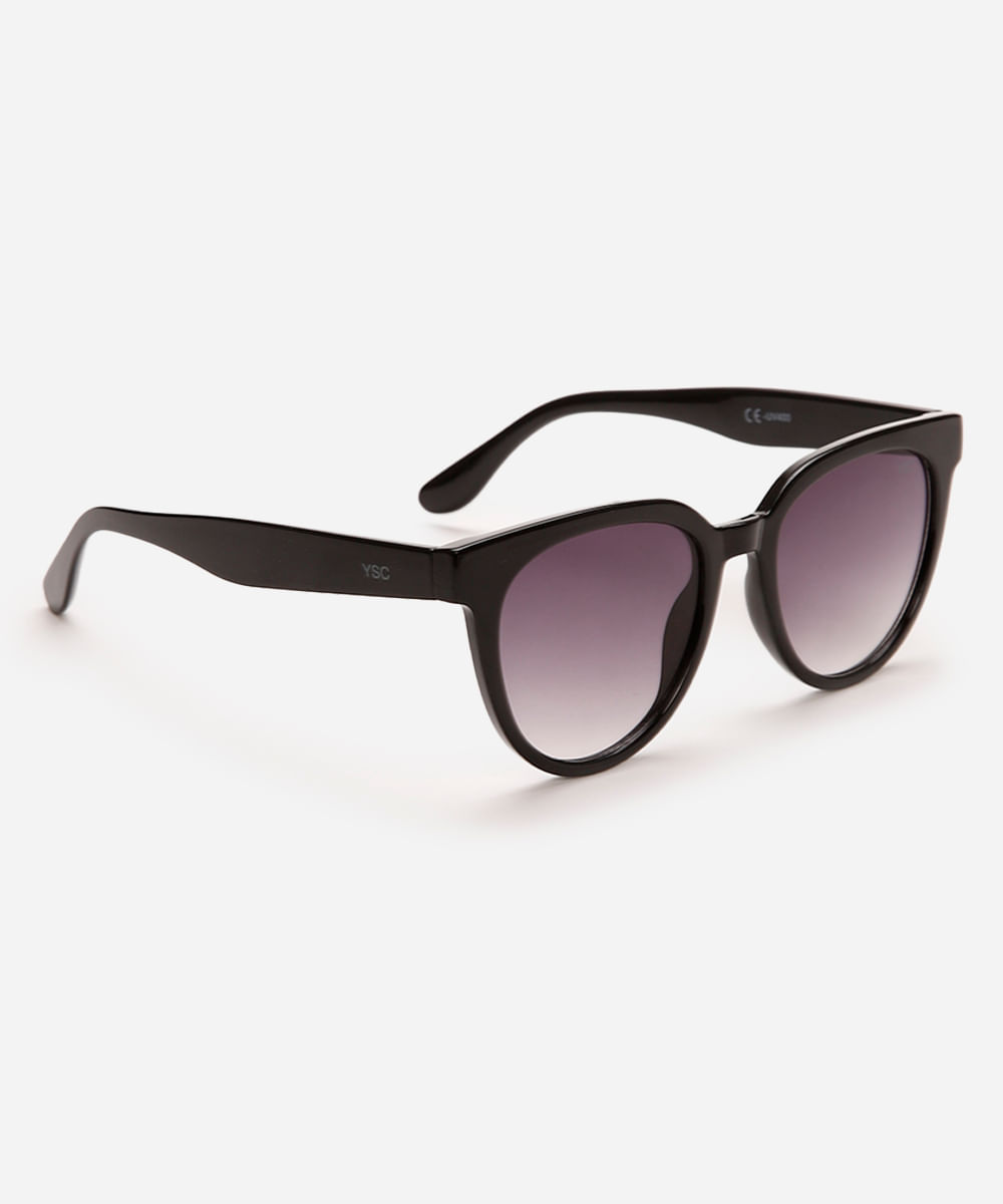óculos de sol oval preto