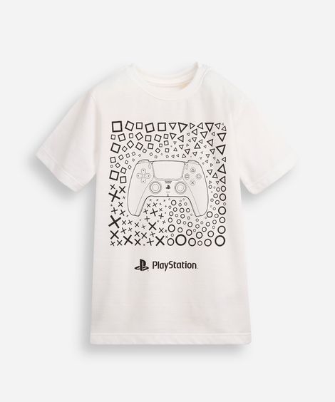 camiseta de algodão infantil playstation texturizada off white