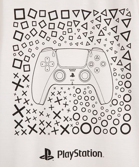 camiseta de algodão infantil playstation texturizada off white