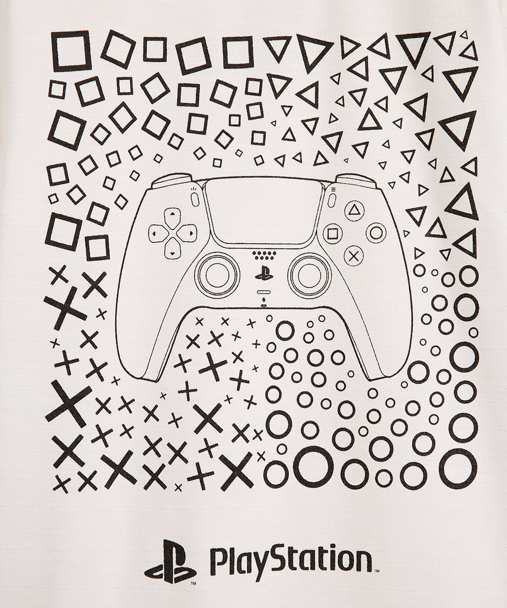 camiseta de algodão infantil playstation texturizada off white