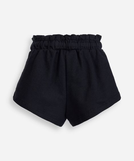 short infantil de moletom sem felpa cós elástico preto