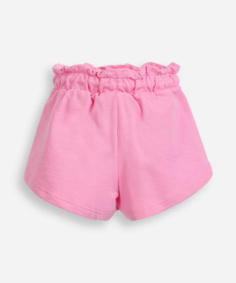 short infantil de moletom sem felpa cós elástico rosa