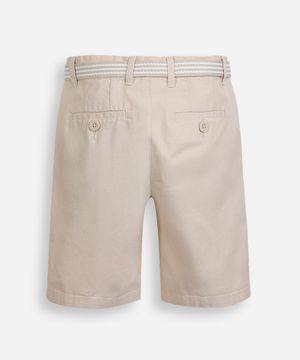 bermuda infantil de sarja com cinto  kaki - bege claro