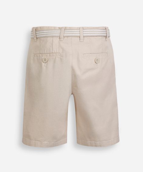 bermuda infantil de sarja com cinto  kaki - bege claro