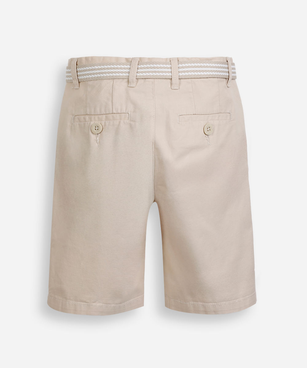 bermuda infantil de sarja com cinto  kaki - bege claro