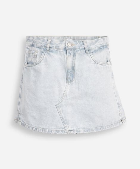 short saia juvenil jeans azul