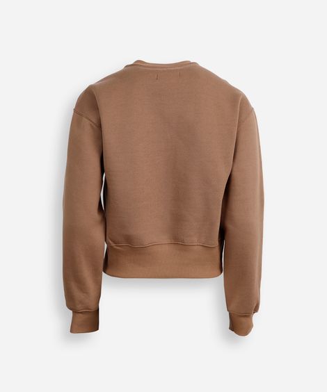 blusão de moletom juvenil com recortes básico marrom