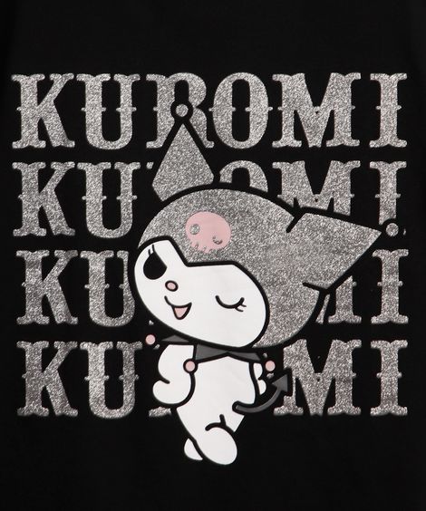 camiseta infantil de algodão manga curta kuromi preta