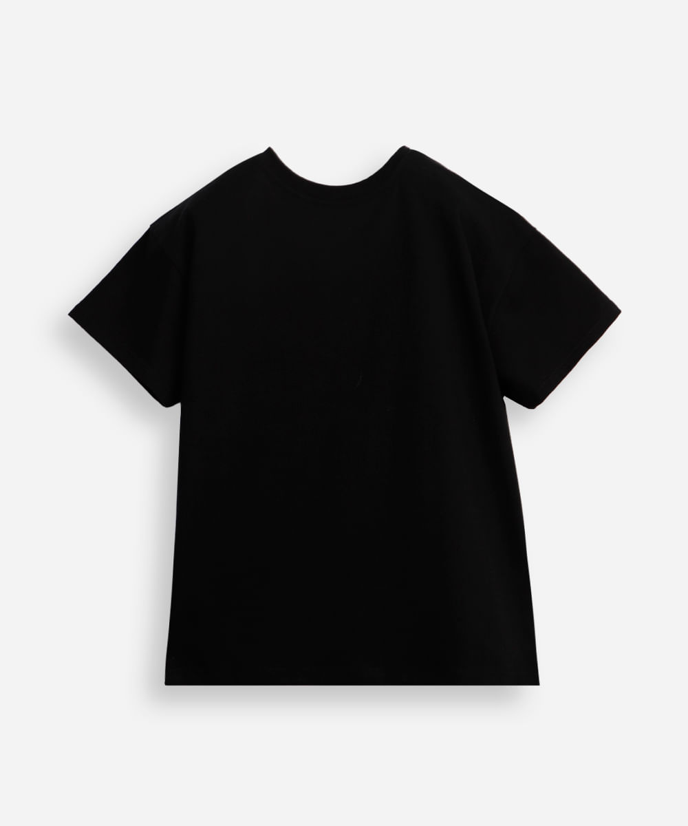 camiseta infantil de algodão manga curta kuromi preta
