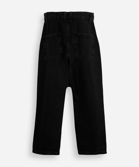 calça baggy juvenil jeans com bolsos preta