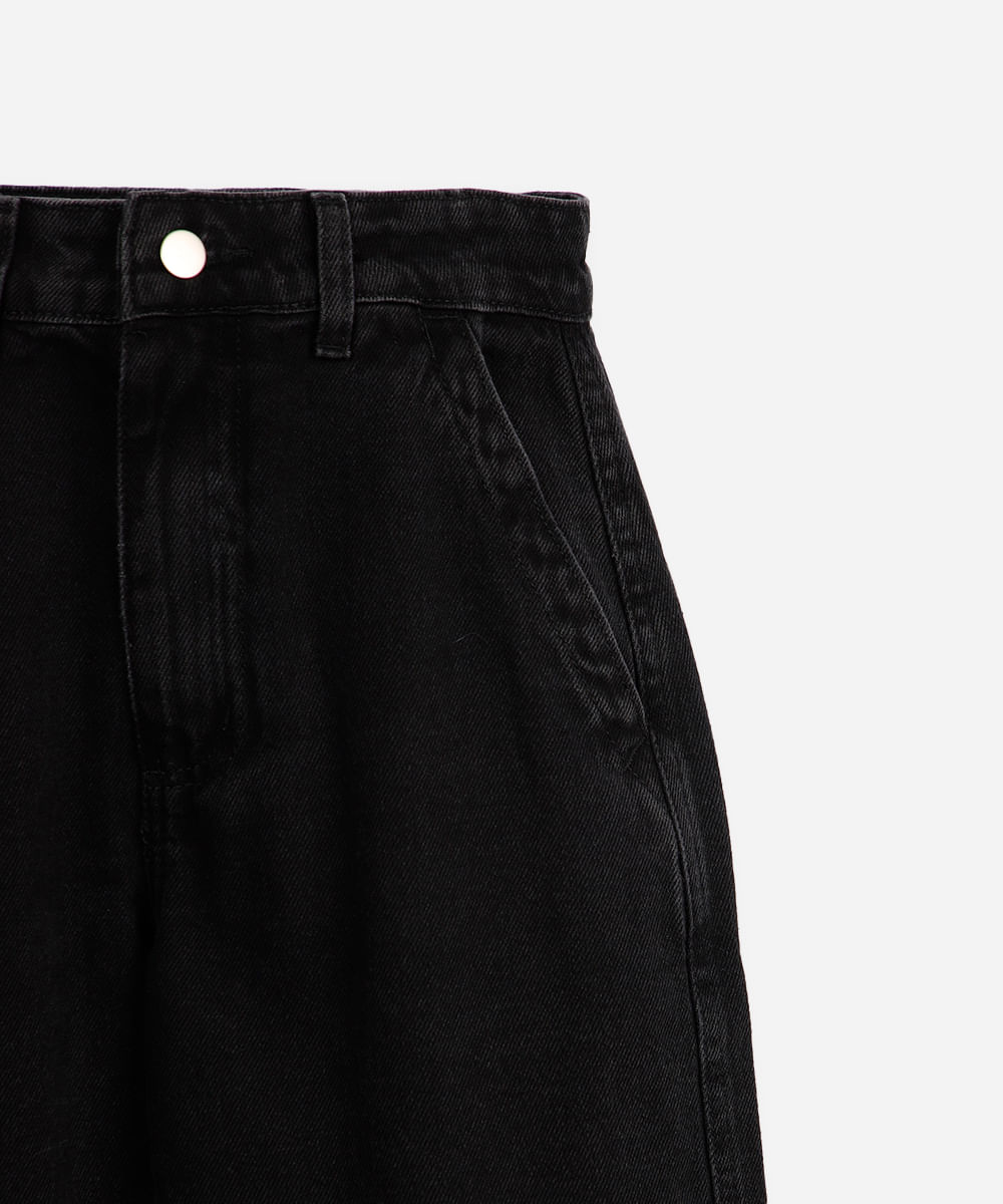 calça baggy juvenil jeans com bolsos preta