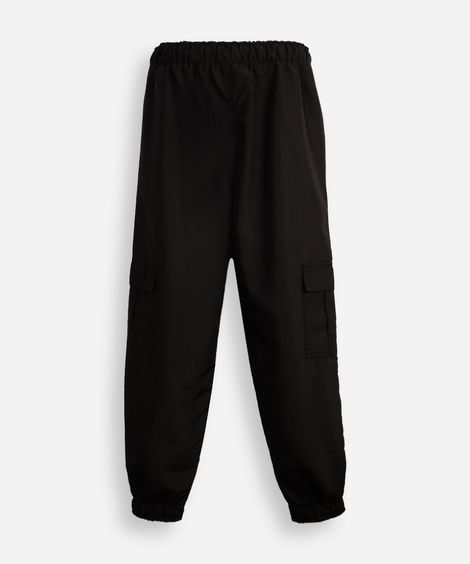 calça jogger juvenil com bolso cargo preta