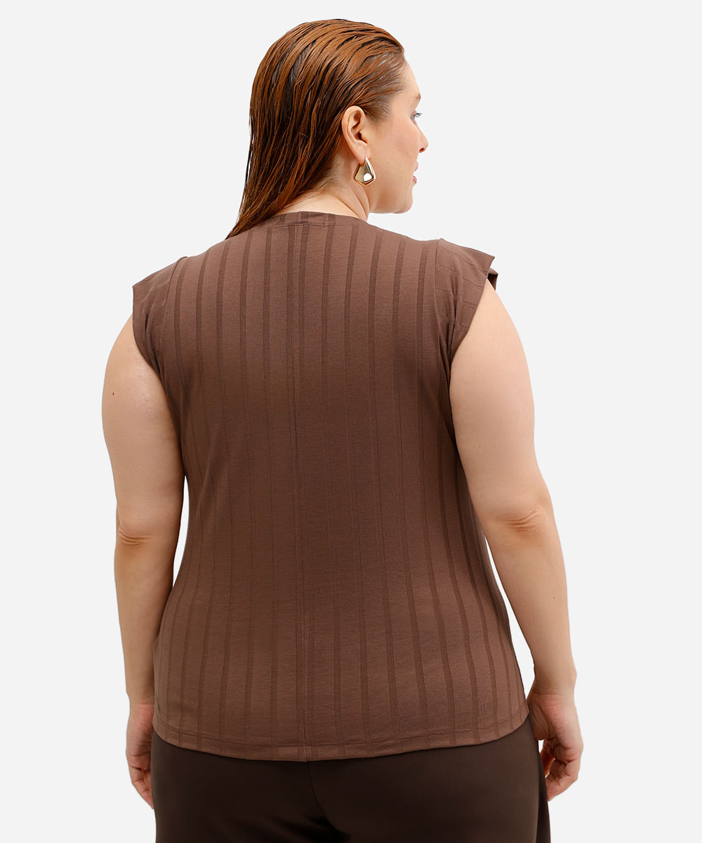 blusa muscle feminina canelada plus size marrom