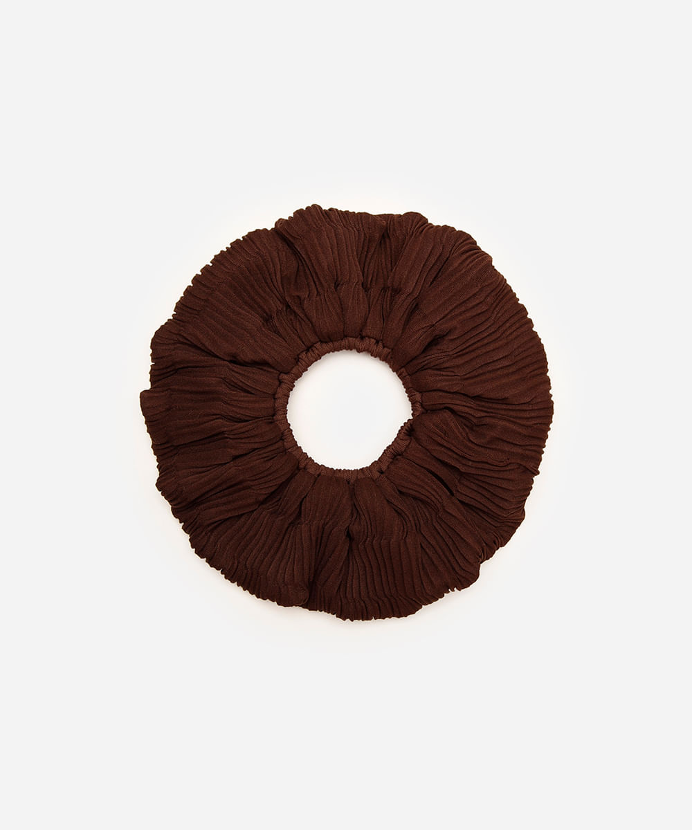 scrunchie plissada marrom