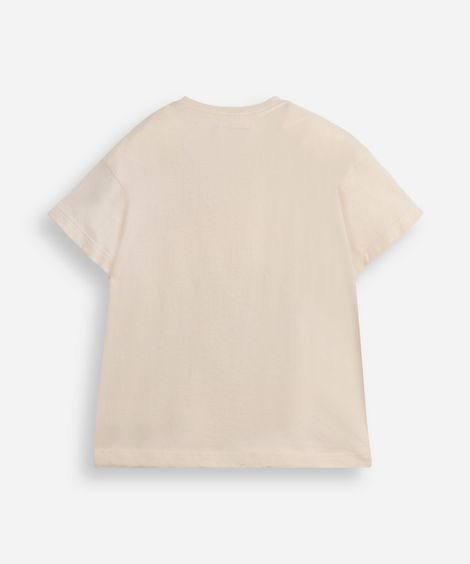 camiseta oversized infantil de algodão hello kitty e amigos bege