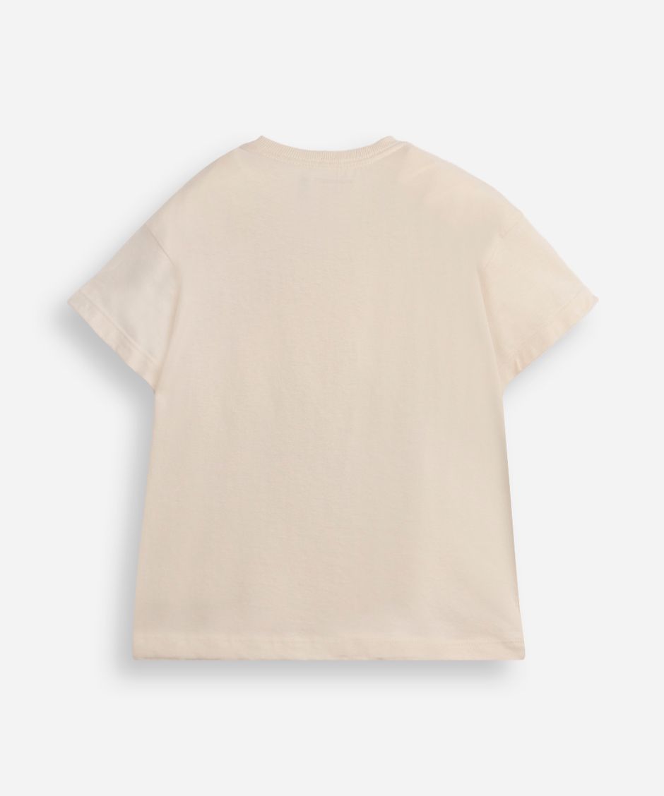 camiseta oversized infantil de algodão hello kitty e amigos bege