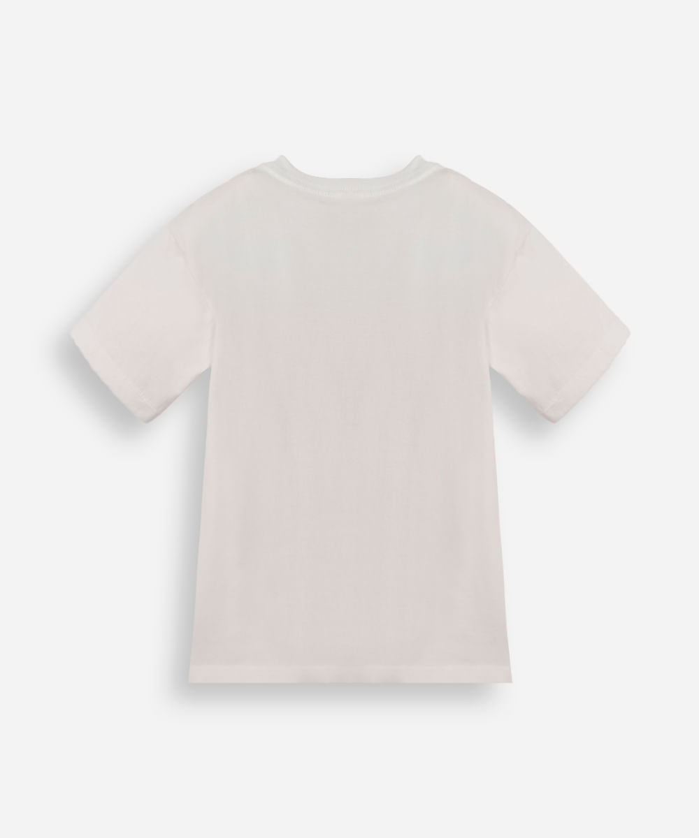 camiseta oversized infantil manga curta com grafite branca
