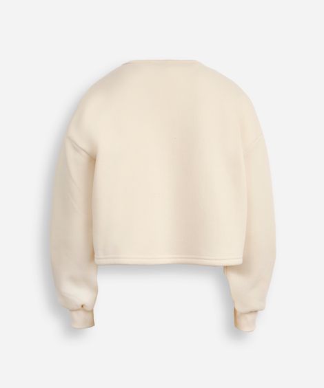 cropped de moletom juvenil hello kitty bege