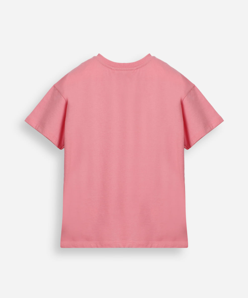 camiseta infantil de algodão manga curta cinnamoroll rosa