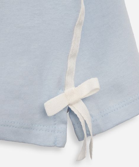 camiseta de algodão infantil lacinho na lateral azul