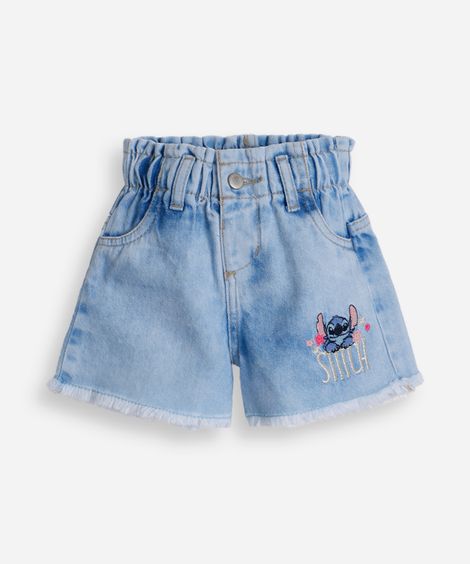 short clochard infantil jeans stitch azul