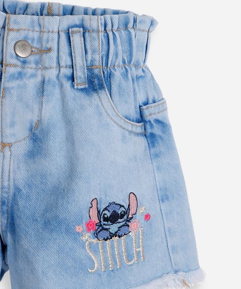 short clochard infantil jeans stitch azul