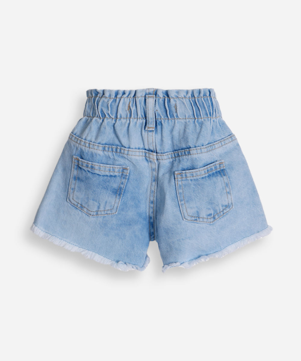 short clochard infantil jeans stitch azul