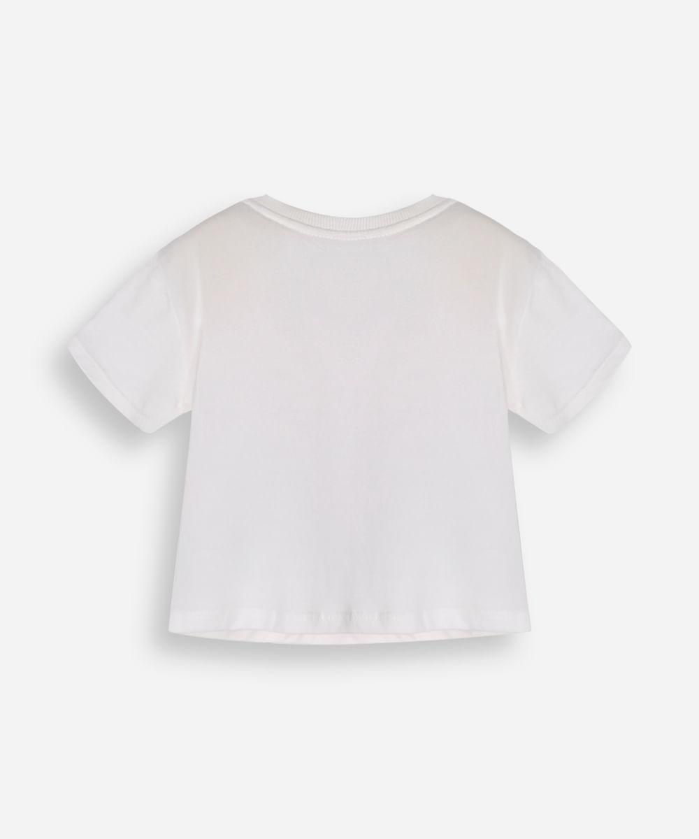 camiseta de algodão infantil bluey com paetê off white