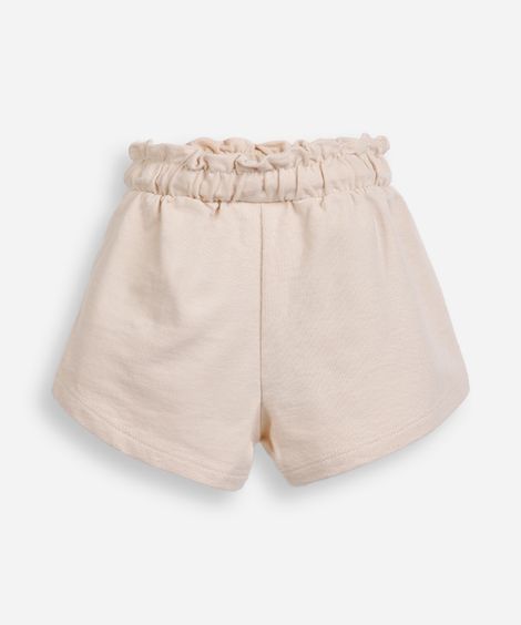 short infantil de moletom sem felpa cós elástico bege