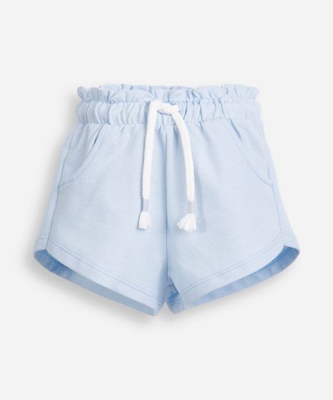 short infantil de moletom sem felpa cós elástico azul