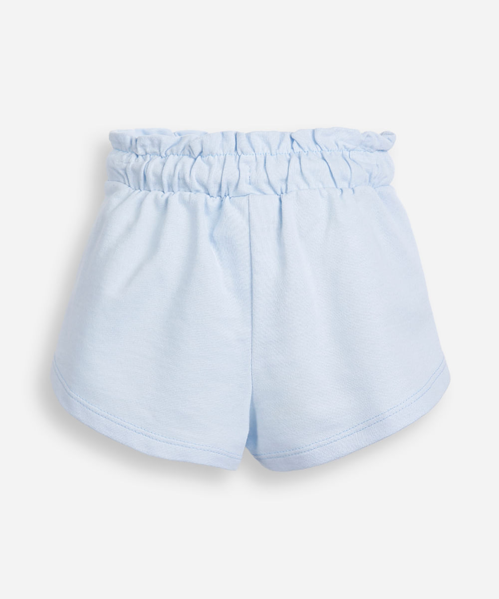 short infantil de moletom sem felpa cós elástico azul