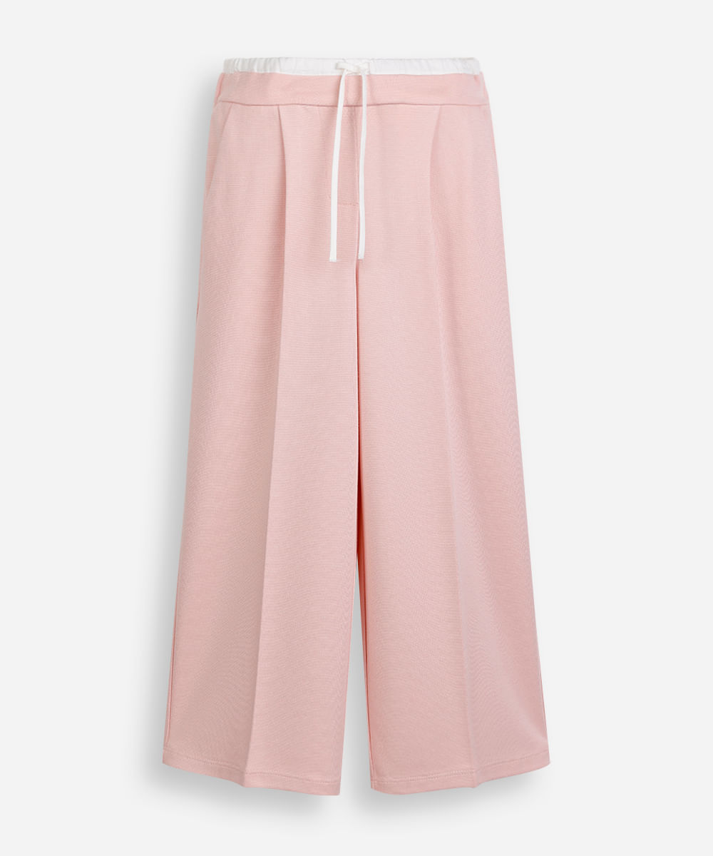 calça de viscose infantil cós duplo rosa