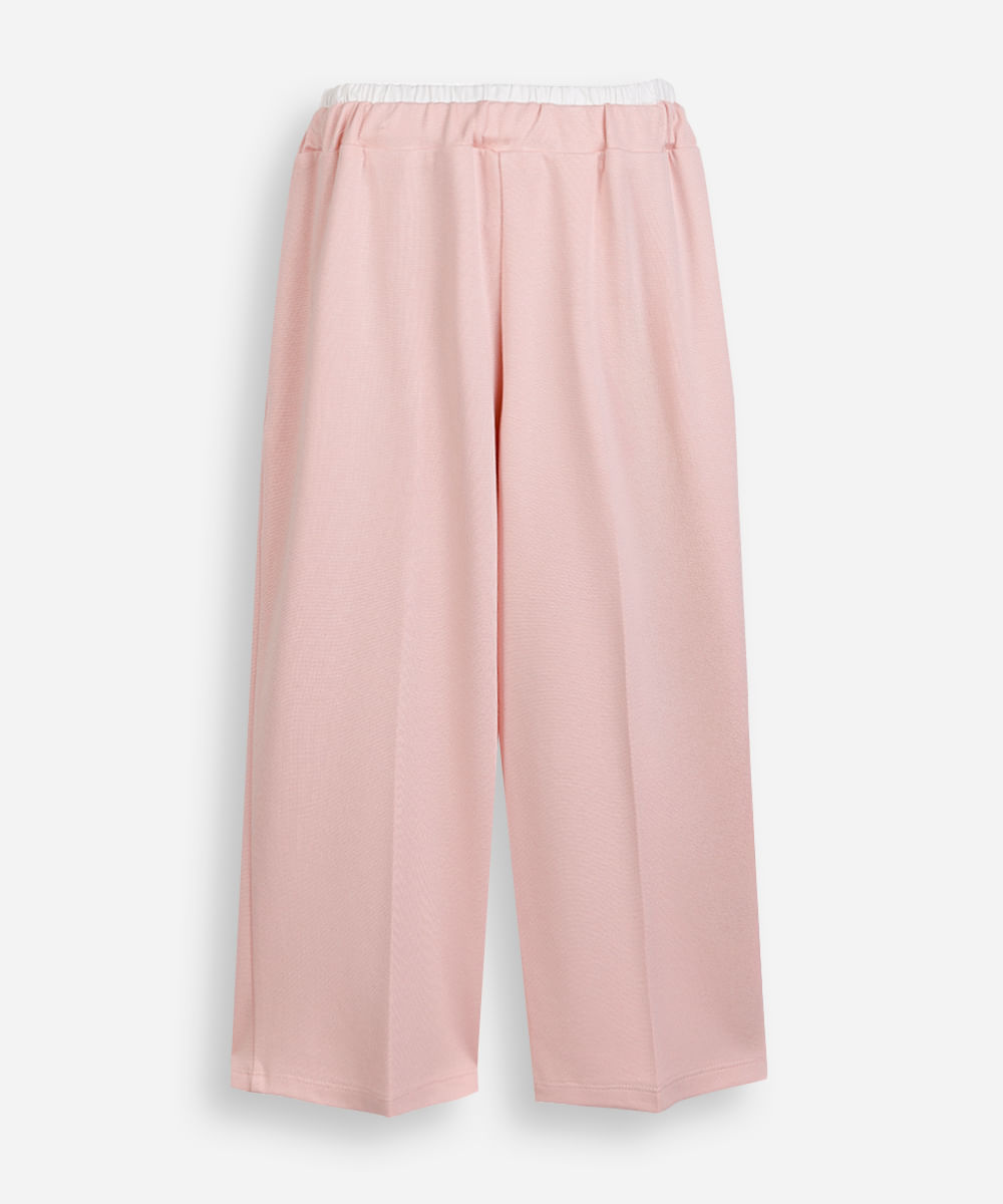 calça de viscose infantil cós duplo rosa