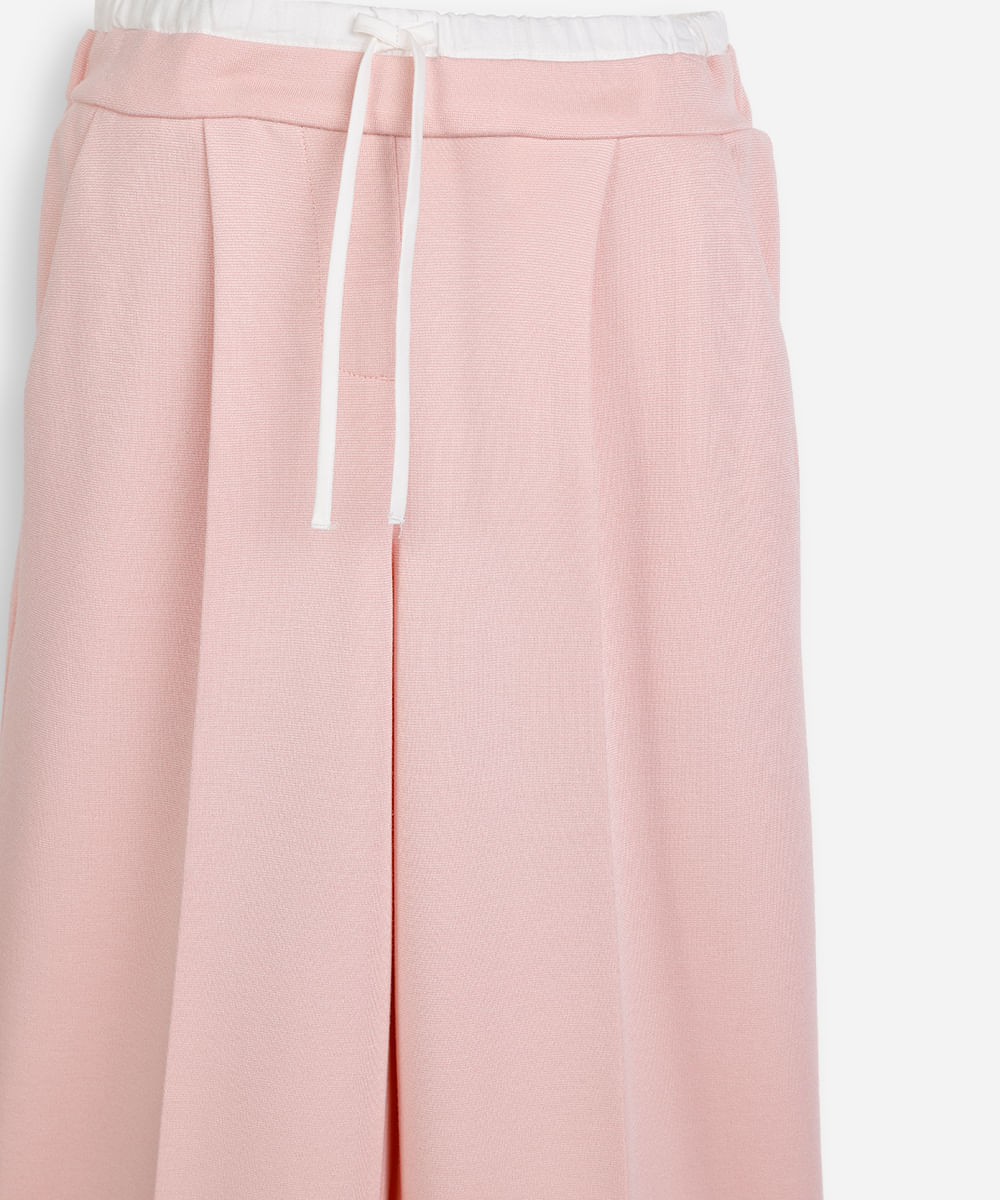 calça de viscose infantil cós duplo rosa