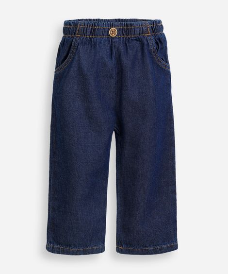 calça infantil jeans cós elástico azul