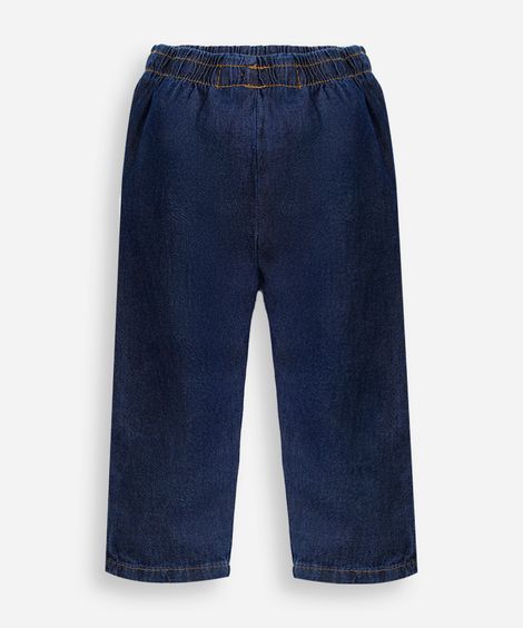 calça infantil jeans cós elástico azul