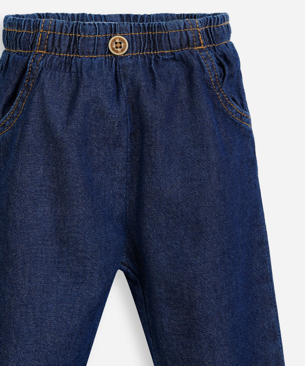 calça infantil jeans cós elástico azul