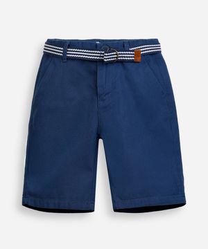 bermuda infantil de sarja com cinto azul