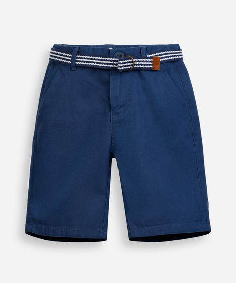 bermuda infantil de sarja com cinto azul