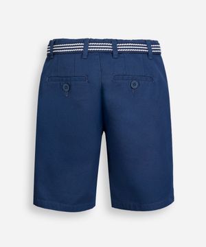 bermuda infantil de sarja com cinto azul