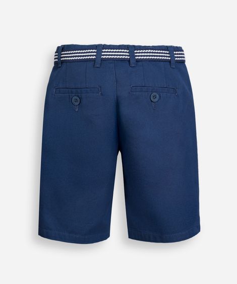 bermuda infantil de sarja com cinto azul