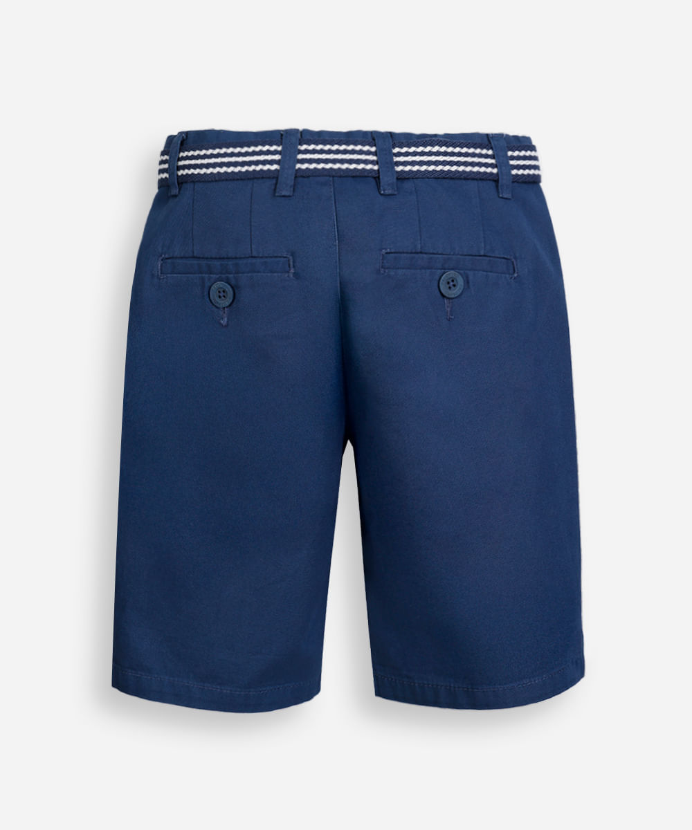bermuda infantil de sarja com cinto azul